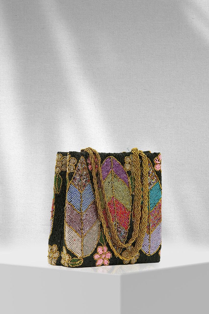 Feather & Flair Beaded Statement Tote