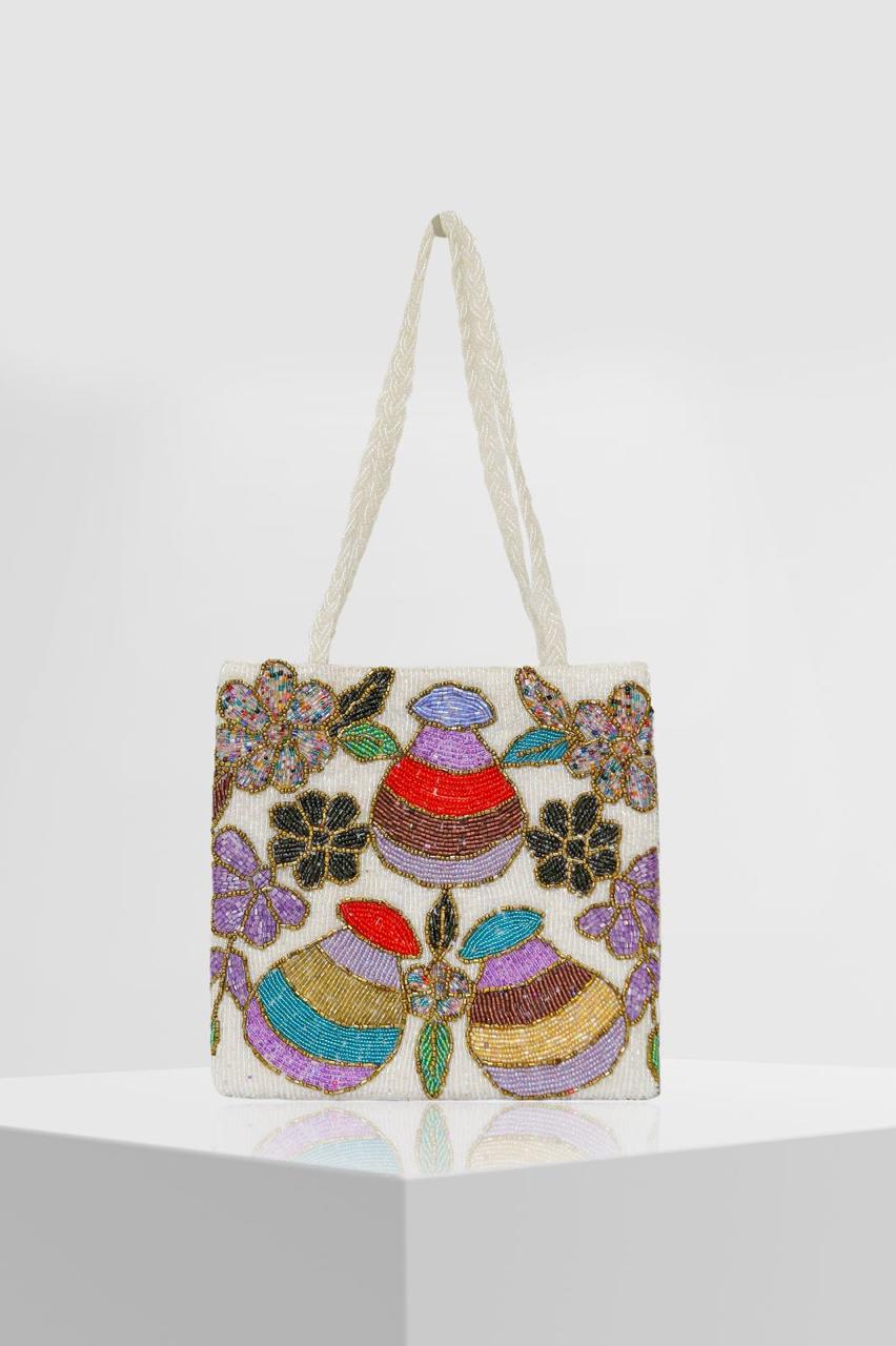 "Garden Glimmer" Handcrafted Beaded Tote