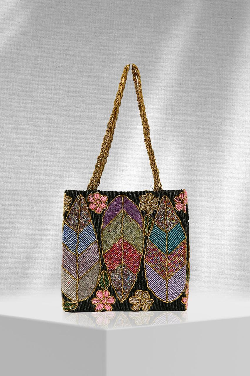 Feather & Flair Beaded Statement Tote