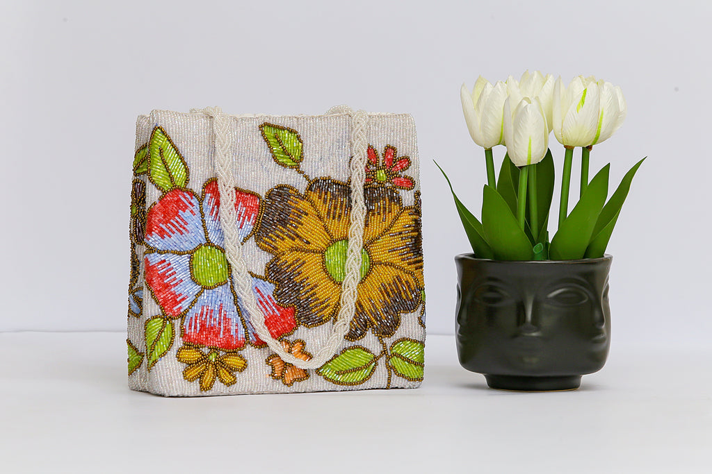 GARDEN BLOOM Handmade Beaded Tote