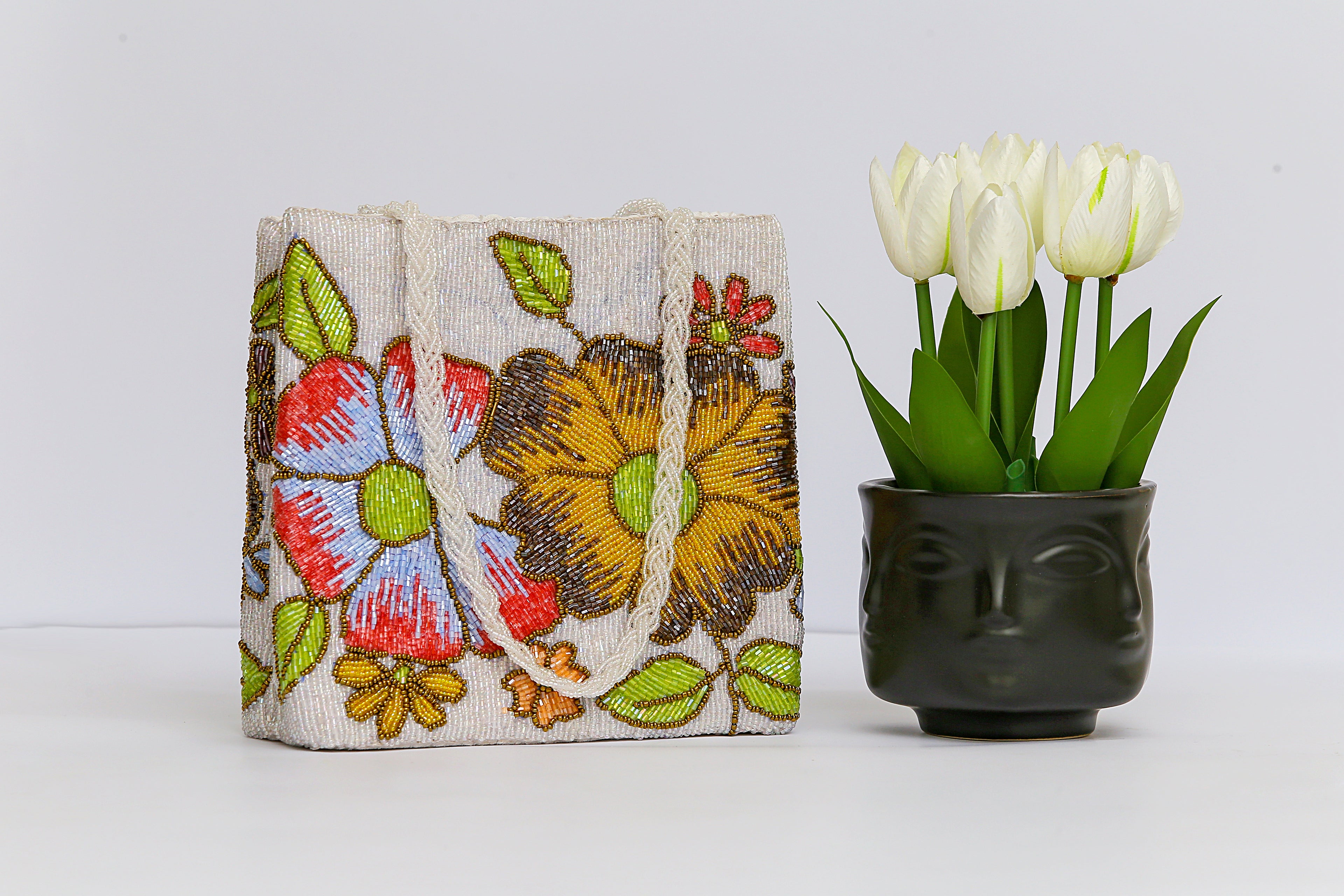 GARDEN BLOOM Handmade Beaded Tote
