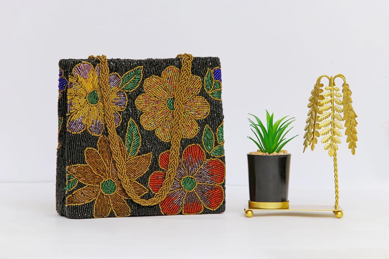 Starlit Garden – Handcrafted Beaded Tote