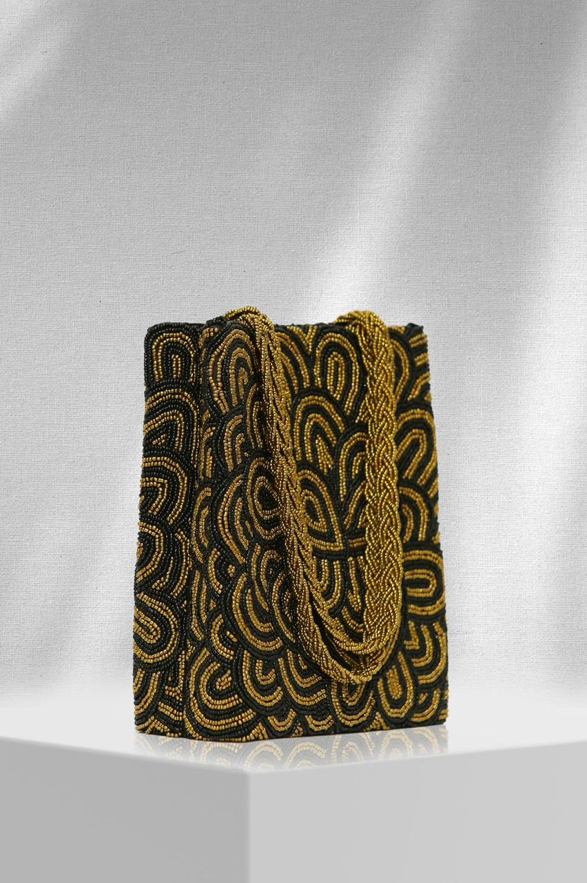 Midnight Maze – Hand-Beaded Statement Tote