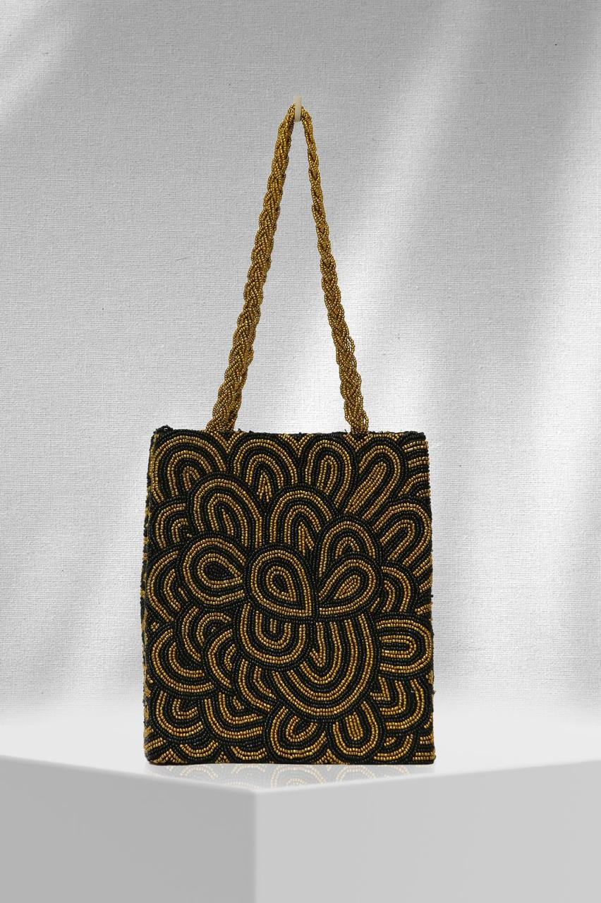 Midnight Maze – Hand-Beaded Statement Tote